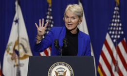  DECEMBER 13: U.S. Energy Secretary Jennifer Granholm delivers remarks during an event at the Prince George’s County Brandywine Maintenance Facility on December 13, 2021 in Brandywine, Maryland.