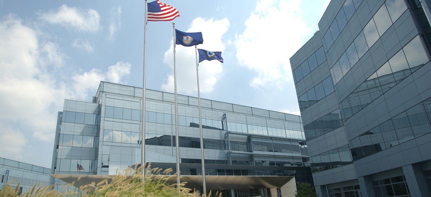 The NRO headquarters building in Chantilly, Virginia. The NRO designs, builds and operations spy satellites for DOD and the CIA.