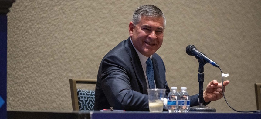 Michael Brown, director of the Defense Innovation Unit, participating in the Future of Naval Innovation panel at the Navy League’s Sea-Air-Space Exposition at National Harbor, Md., April 5, 2022