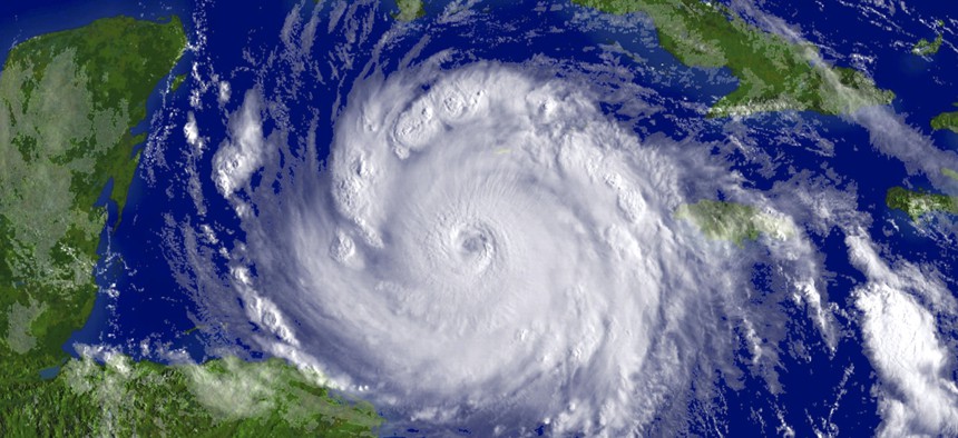 Hurricane Dean grinds through the Caribbean. 