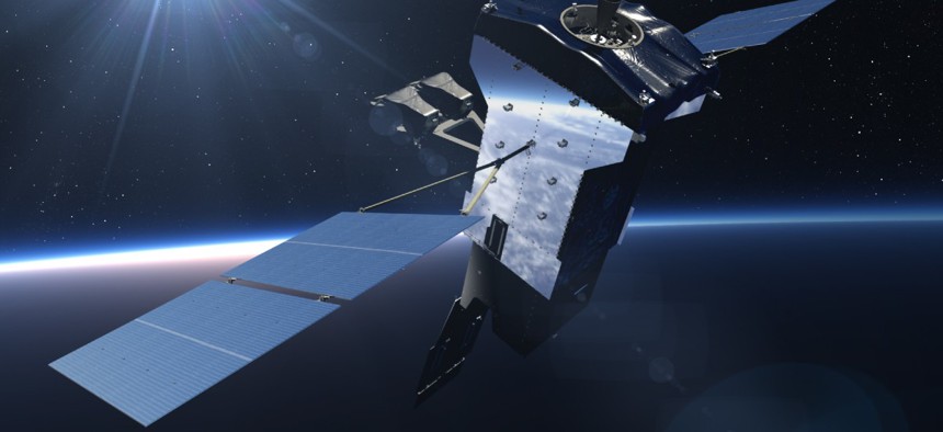 Notional image of a SBIRS Missile Warning Satellite built on the new, more resilient LM 2100 Combat Bus.