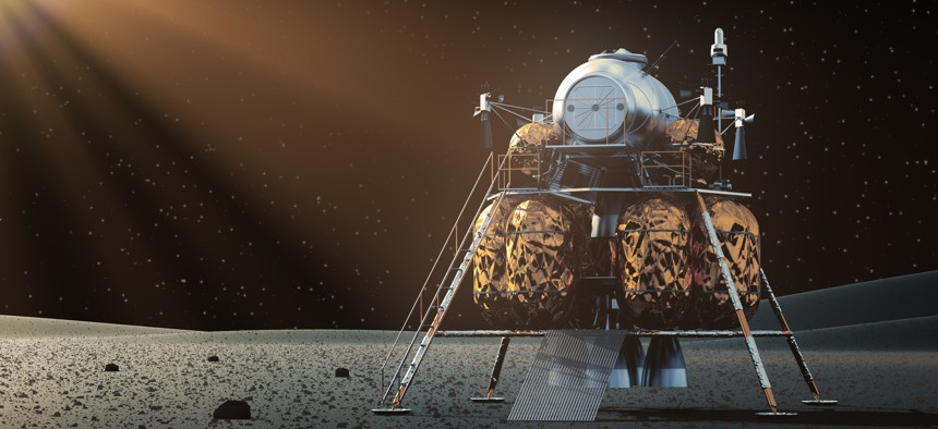 An artists rendering of what a lunar lander could look like.