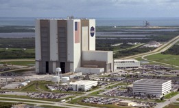 An aerial view of the Launch Complex 39 at Kennedy Space Center in Florida.