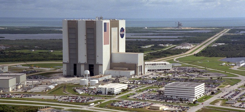 An aerial view of the Launch Complex 39 at Kennedy Space Center in Florida.