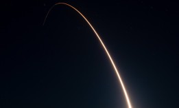 An unarmed Minuteman III intercontinental ballistic missile launches from Vandenberg Space Force Base, California, during an Air Force Global Strike Command operational test.