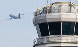 The air traffic control tower at Ronald Reagan Washington National Airport.