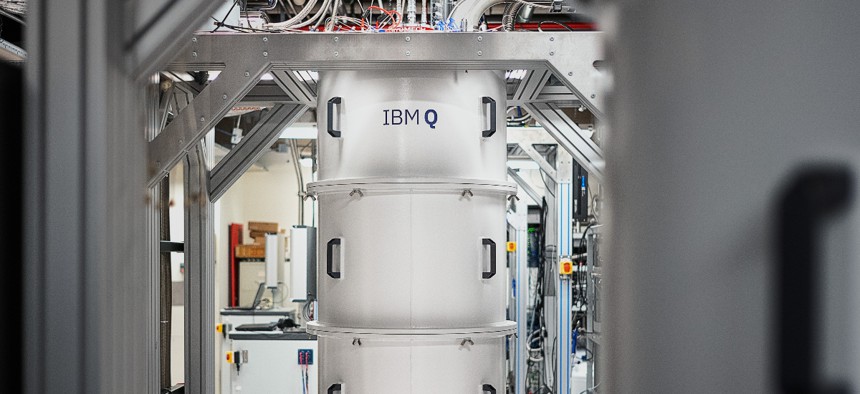 IBM Q System One quantum computer viewed on October 18, 2019 at IBM's research facility in Yorktown Heights, N.Y. IBM is set to ink a partnership with a U.S. and Japanese university at the G7 summit May 21.