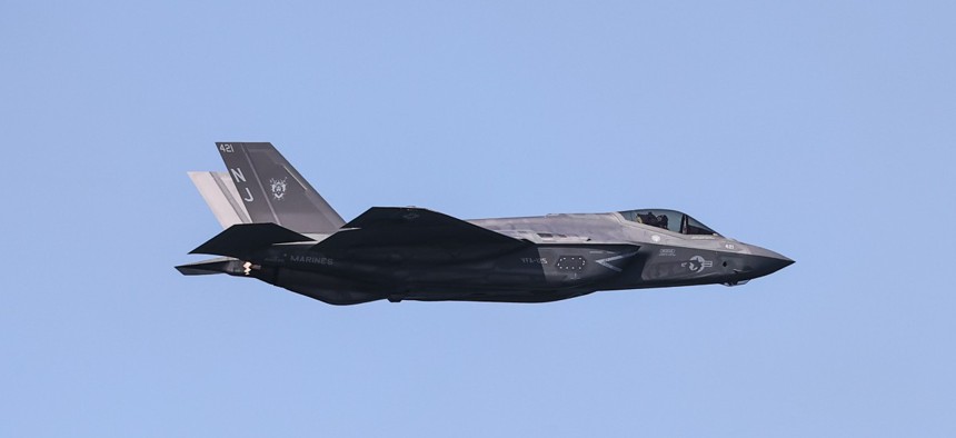 Suntivia supplies components for the Lockheed Martin F-35 fighter jet, this one of which flew over Flight Week on Oct. 7, 2022 in San Francisco.