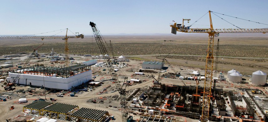 Construction work on a waste treatment plant in June 2005 at the Hanford site.