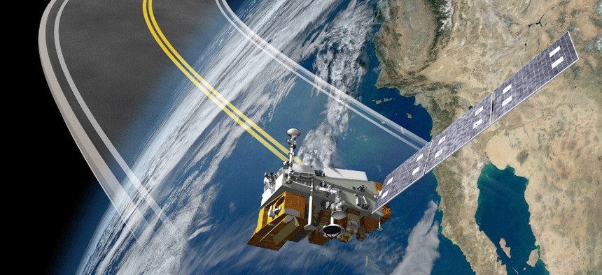 Artist's rendering of the JPSS-1 satellite in orbit.