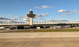 The exterior of Washington Dulles International Airport.