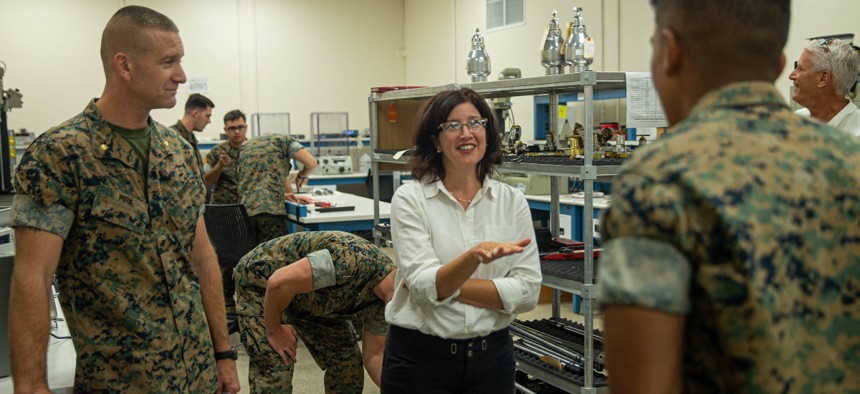 Veronica Daigle visits Camp Pendleton, California, in October 2019 in her former role focused on military preparedness.