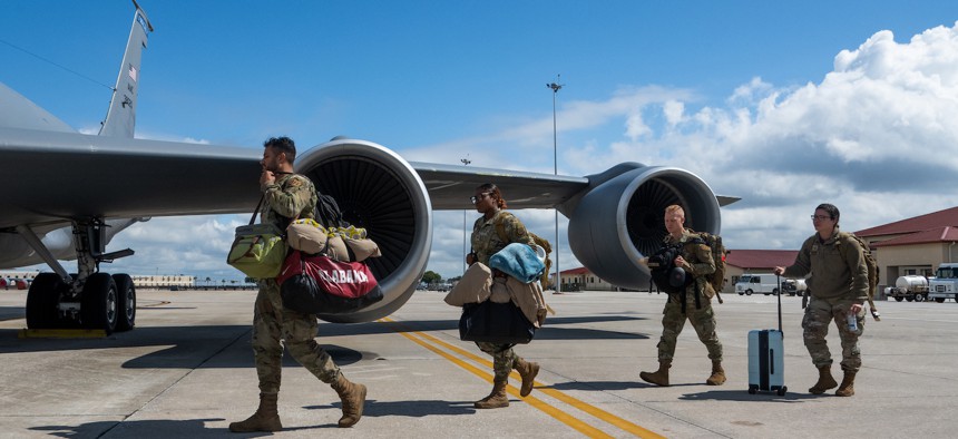In this 2023 photo, airmen assigned to the 50th Air Refueling Squadron prepare for deployment at MacDill Air Force Base, Florida.