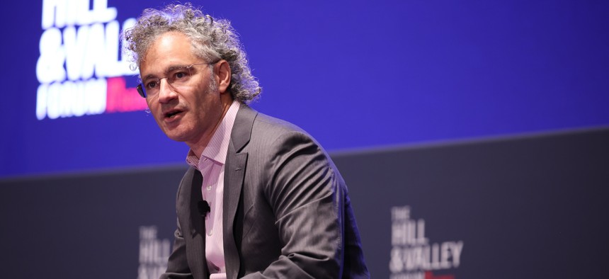 Palantir Technologies CEO Alex Karp speaks at an AI conference on Capitol Hill on May 1, 2024. Palantir was recently awarded a contract from the Pentagon's Chief Digital and Artificial Intelligence Office to develop a data-sharing ecosystem.
