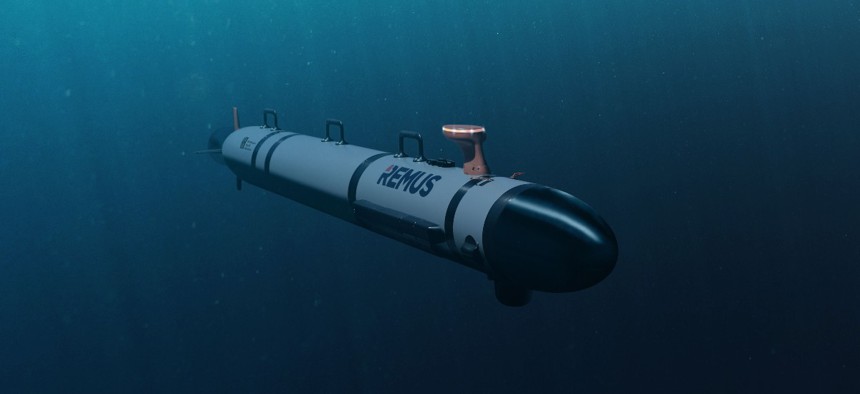 An artist rendering of HII's Remus unmanned underwater vehicle, which show the company's tech-centric strategy that ties to its shipbuilding roots.