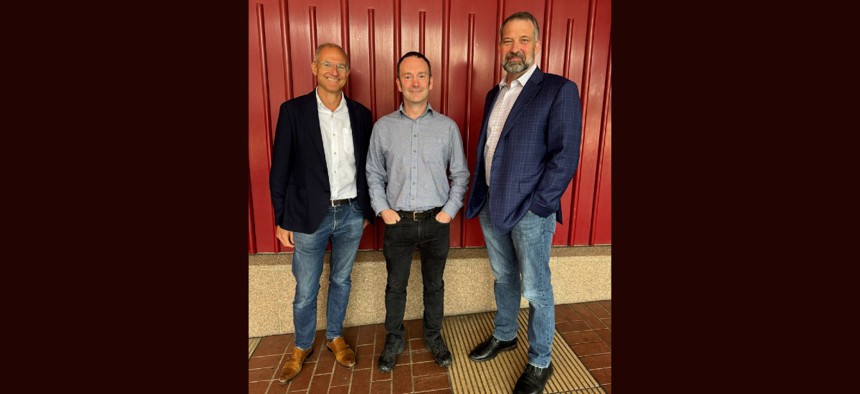 From left: Henry Harrison, chief scientist and co-founder and David Garfield, CEO and co-founder of Garrison with Sean Berg, CEO of Everfox.