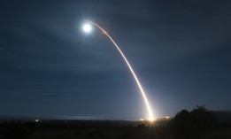 An unarmed Minuteman III intercontinental ballistic missile launches during a test at Vandenberg Air Force Base in California in 2020.