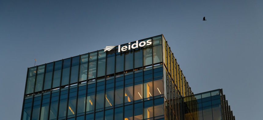 The exterior of Leidos' corporate headquarters in Reston, Virginia.