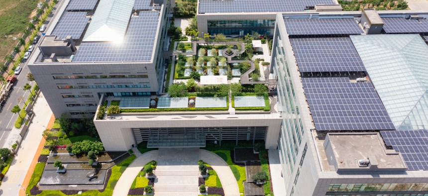 This building includes examples of technologies GSA and the Energy Department want to explore including solar for clean energy and a green roof for cooling.