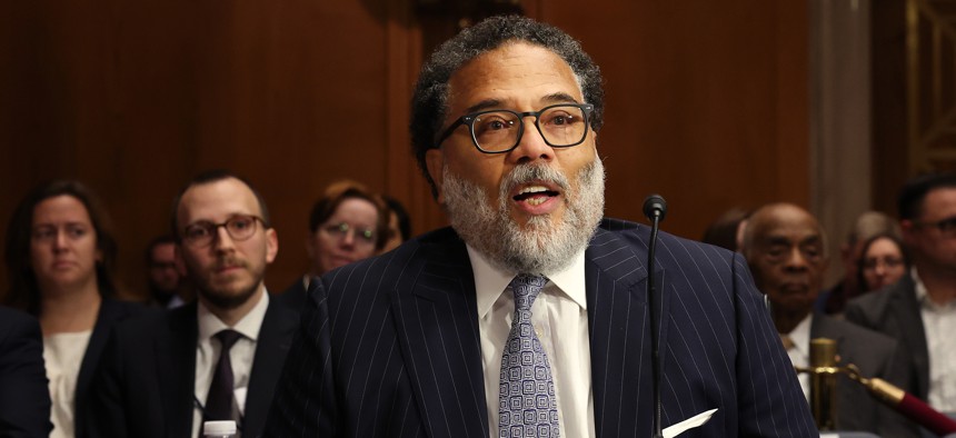 WASHINGTON, DC - NOVEMBER 02: Harry Coker Jr. testifies during his confirmation hearing before the Senate Homeland Security and Governmental Affairs Committee