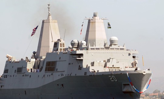 The USS Green Bay returning to Naval Base San Diego.