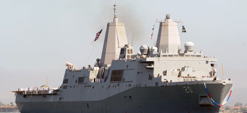 The USS Green Bay returning to Naval Base San Diego.