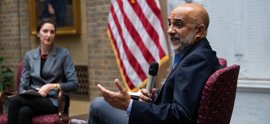 HHS Chief AI Officer Micky Tripathi speaks at a 2022 event at the Department of Agriculture