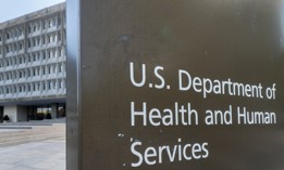 The entrance to the Health and Human Services Department's headquarters building in Washington, D.C.