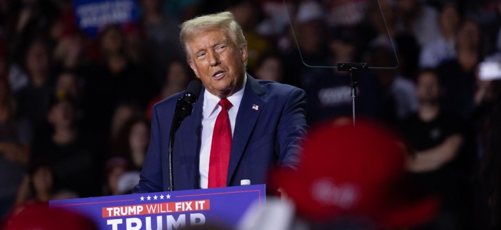 President-elect Donald Trump speaks at a rally during the early-morning hours of election day on Nov. 5 in Grand Rapids, Michigan. 