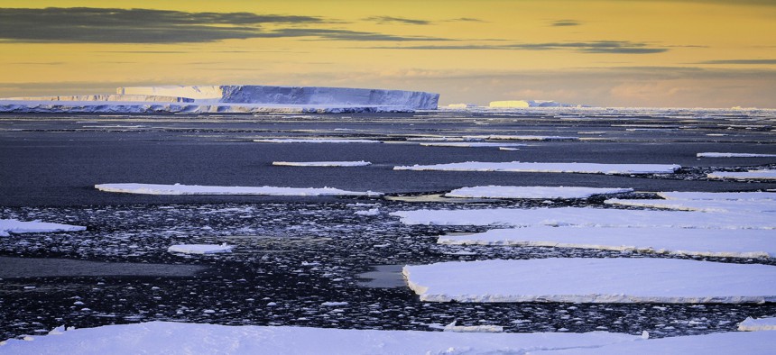 Sunset on the Weddell Sea in Antarctica.