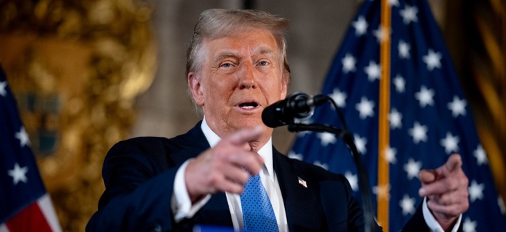 President-elect Donald Trump speaks at a press conference at Mar-a-Lago on Dec. 16.