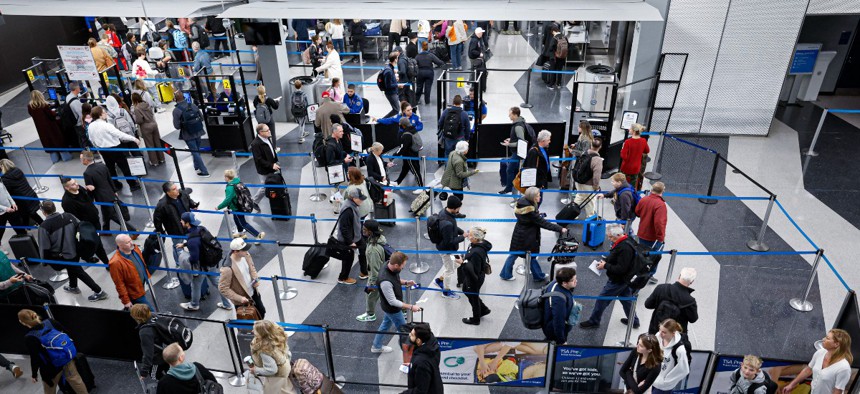 The security checkpoint at O'Hare International Airport on Nov. 22, 2024 in Chicago.