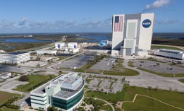 An aerial view of NASA’s Kennedy Space Center in Florida.