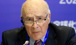 Josephy Nye speaking at the 8th China Global Think Tank Innovation Forum on Oct. 23, 2023.
