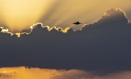 U.S. Air Force Maj. Melanie "Mach" Kluesner, pilot on the F-35A Demonstration Team, performs aerial maneuvers during a sunset performance at the Sun 'n Fun Airshow in Lakeland, Fla., April 2, 2025.