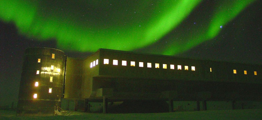 The southern lights over a National Science Foundation facility in Antarctica.