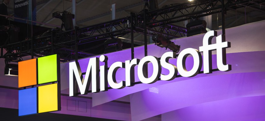 Microsoft's booth at the Mobile World Congress 2025 on March 6 in Barcelona.