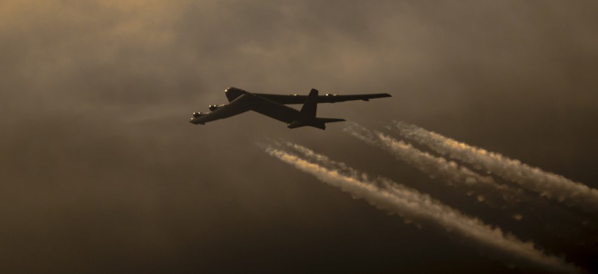 A B-52H Stratofortress flying as part of a NATO exercise in February.