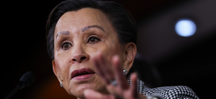 Rep. Nydia Velázquez (D-N.Y.) speaking at a press conference in January as part of the Congressional Hispanic Caucus.