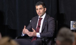Stephen Ehikian, the former acting head of the General Services Administration, speaking during a panel at the Government Efficiency Summit on July 17.