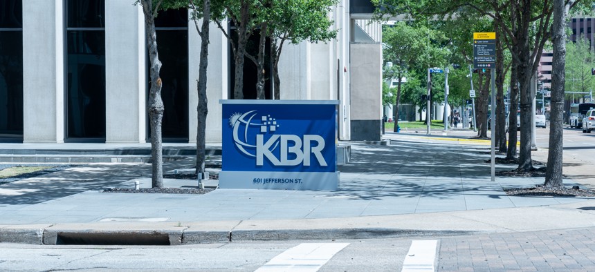 Signage outside KBR's global headquarters in Houston.