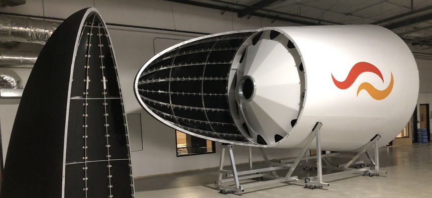 A Stoke-built rocket undergoing a second-stage manufacturing demonstration.