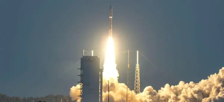 An Atlas V rocket with five Northrop Grumman engines launches from Cape Canaveral, Florida, last year.