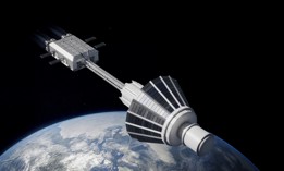 An artist's rendering of Antares' reactor working in space.