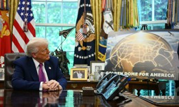 President Donald Trump listens during an announcement about the Golden Dome missile defense shield, in the White House, on May 20, 2025.