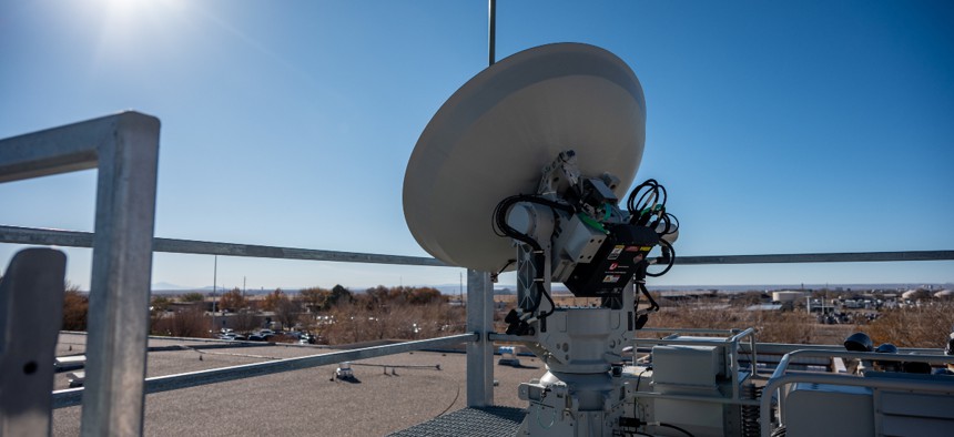 A MILSTAR satellite at Kirtland Air Force Base in New Mexico.