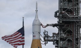 The Artemis II on the launch pad readying for liftoff later this month.