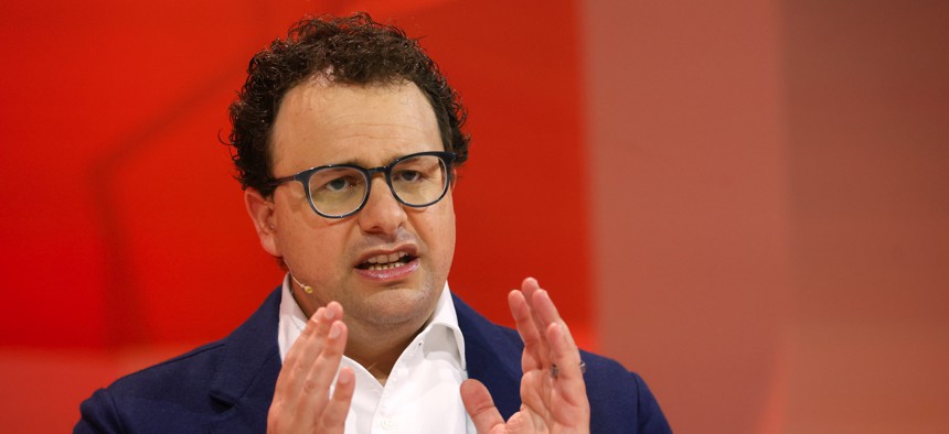 Anthropic CEO Dario Amodei speaks at the Viva Technology show at Parc des Expositions Porte de Versailles on May 22, 2024.