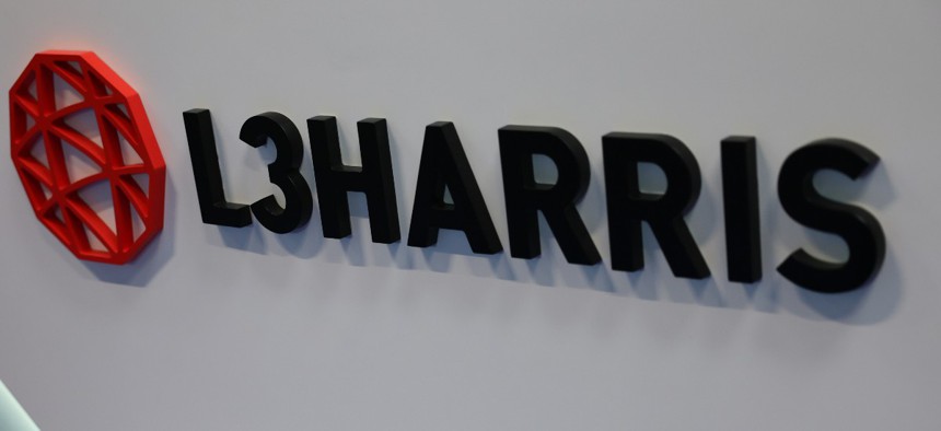 L3Harris logo being displayed International Defence Industry Exhibition in September 2025 in Kielce, Poland.