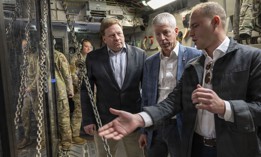 Defense Under Secretary for Acquisition and Sustainment Michael Duffey and Energy Secretary Chris Wright inspect a next-generation nuclear reactor during airlift by a C-17 to Hill Air Force Base, Utah, Feb. 15, 2026. 